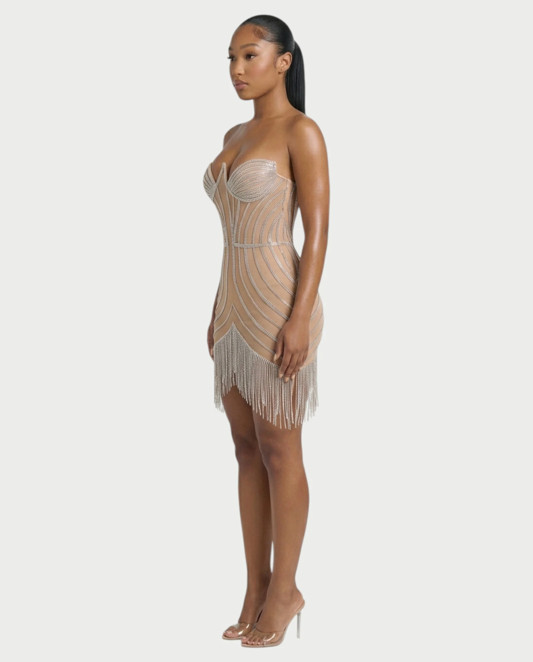 ARCY Crystal Tassel Bodycon Mini Dress - Image 3