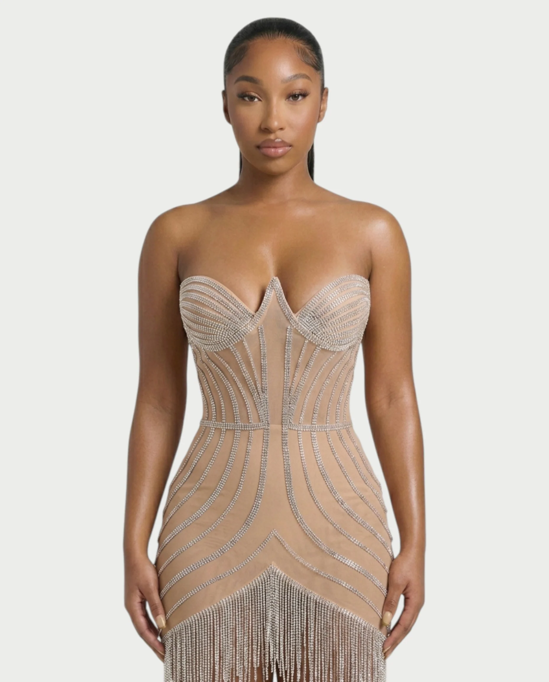 ARCY Crystal Tassel Bodycon Mini Dress - Image 4