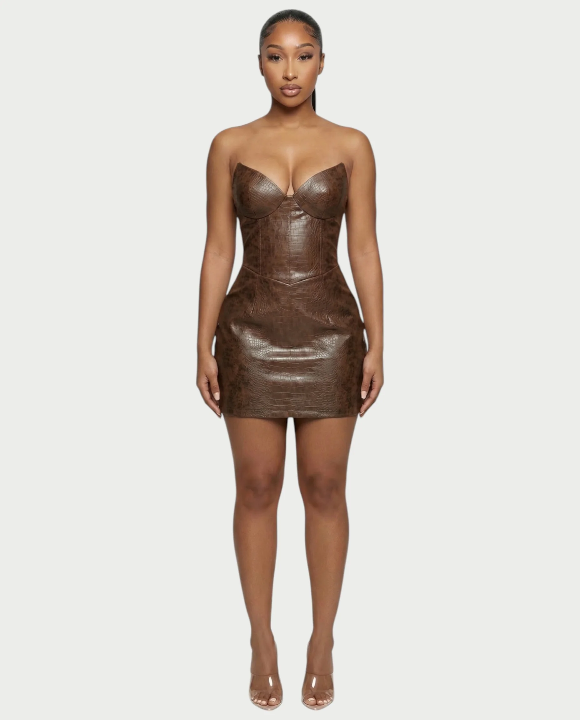 AVERA Croc-Embossed Corset Mini Dress - Image 6