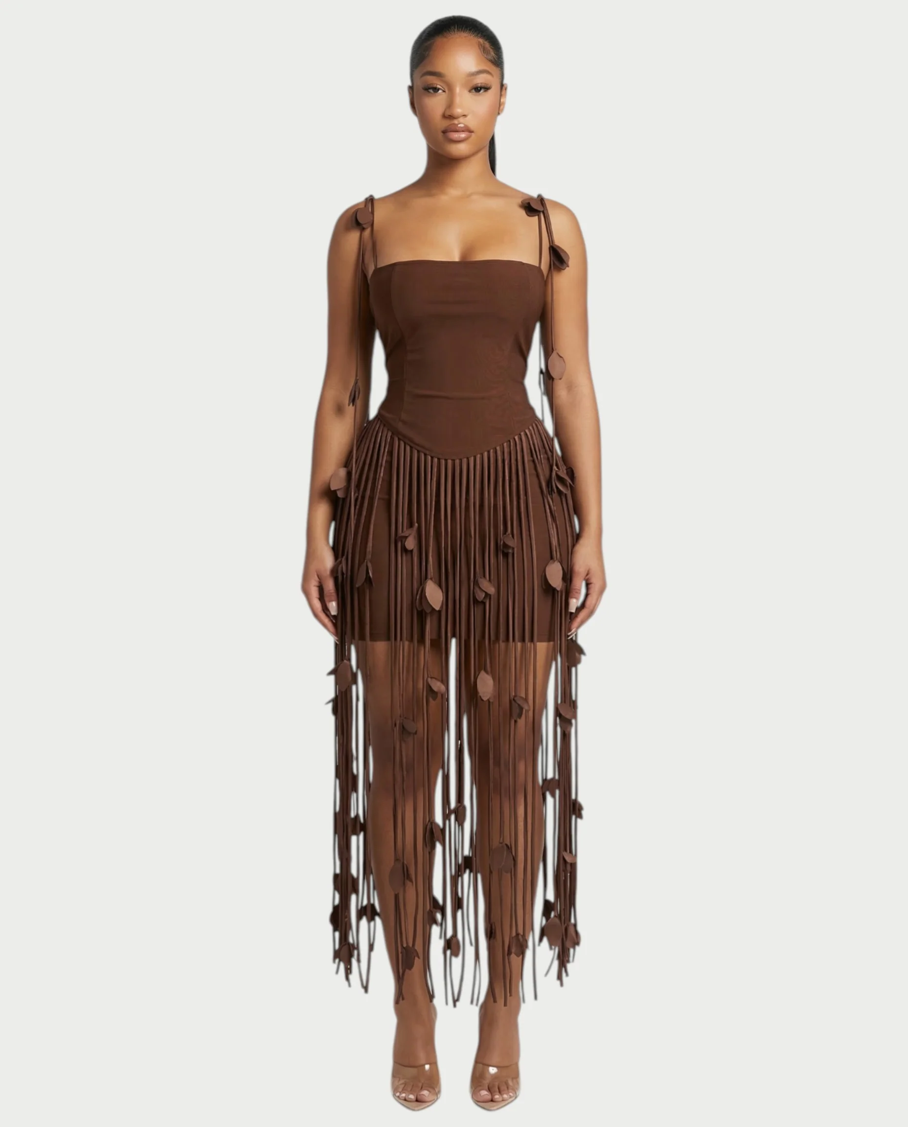 AYONA Camisole Top & High-waisted Tassel Skirt Set