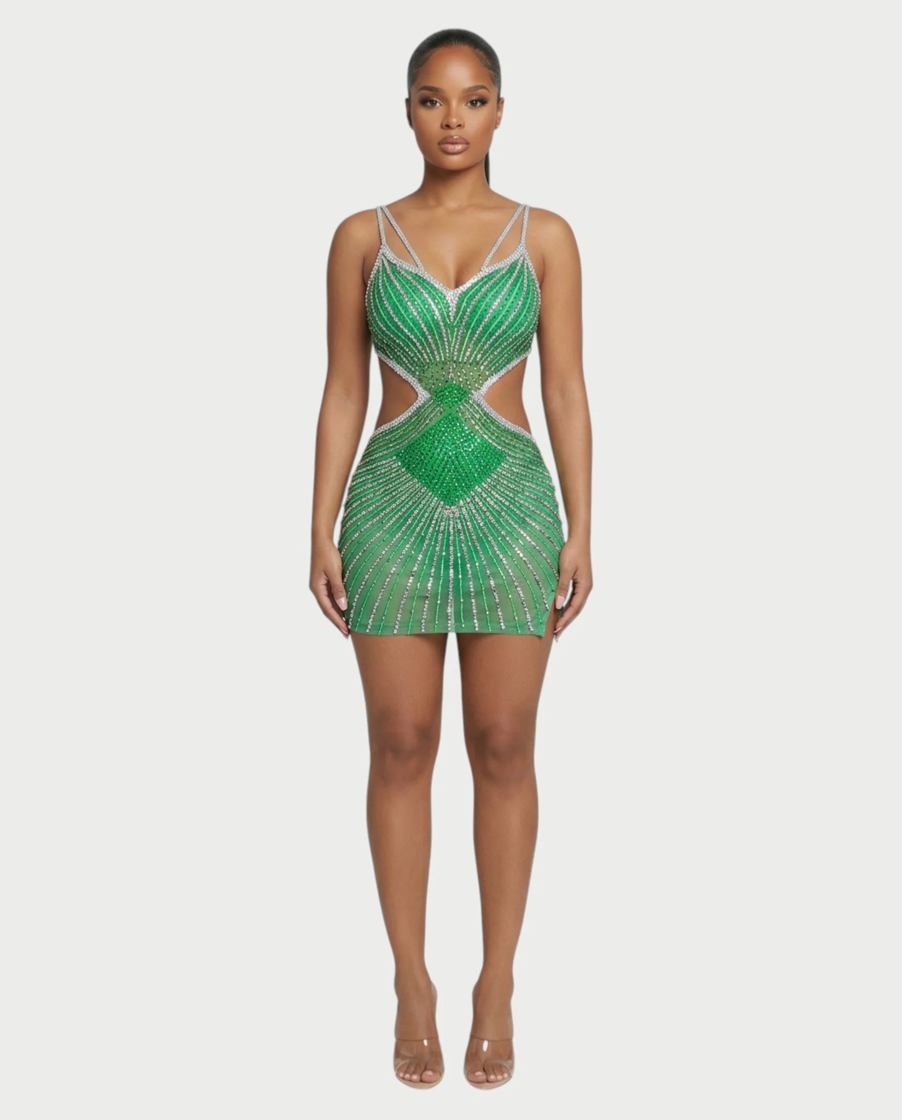 BRELLIE Crystal Cut-out Bodycon Mini Dress - Image 36
