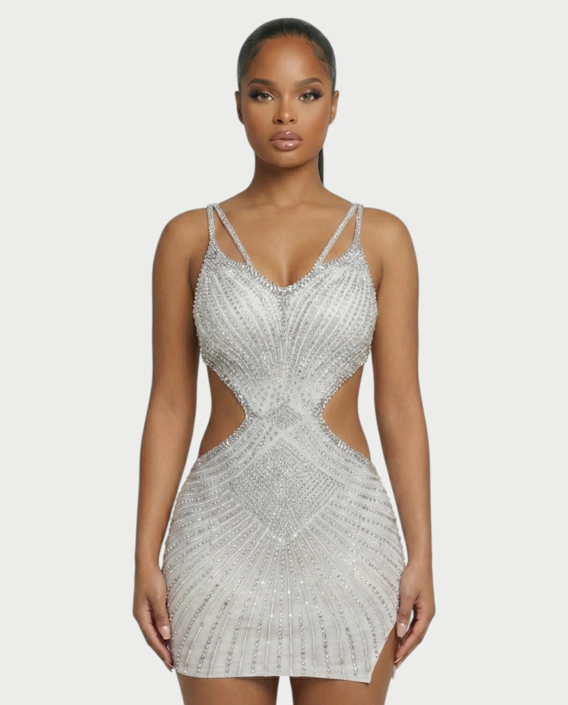 BRELLIE Crystal Cut-out Bodycon Mini Dress - Image 9