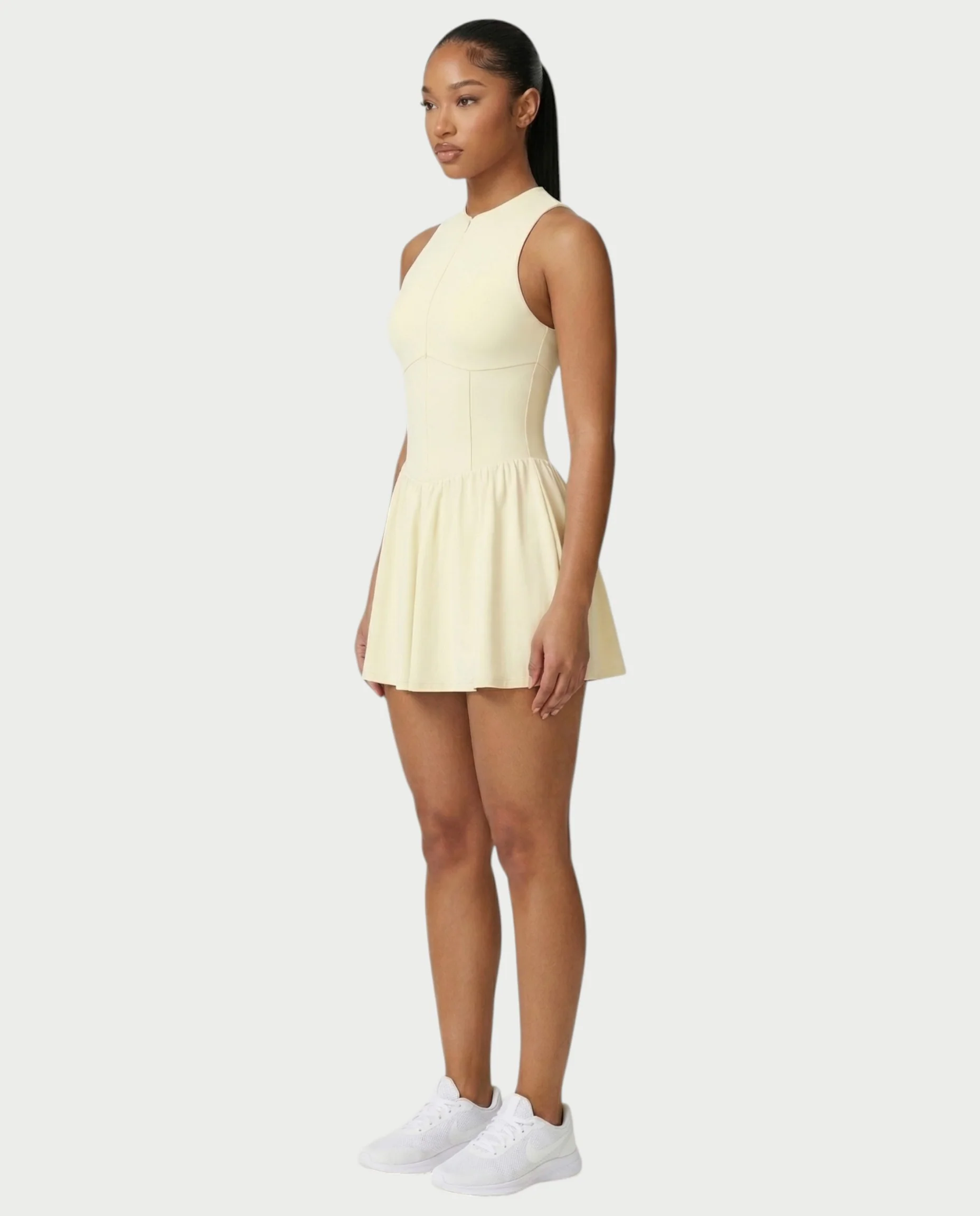 CAPRICE Zip-Front Sport Flared Tennis Skirt Mini Dress - Image 8