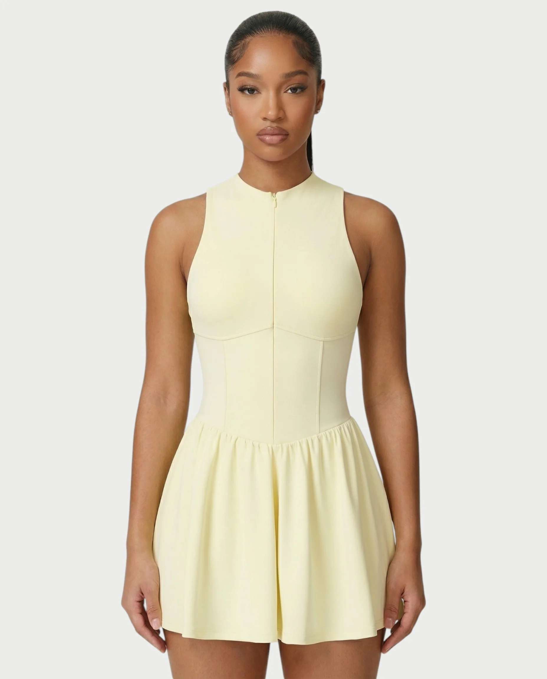 CAPRICE Zip-Front Sport Flared Tennis Skirt Mini Dress - Image 9