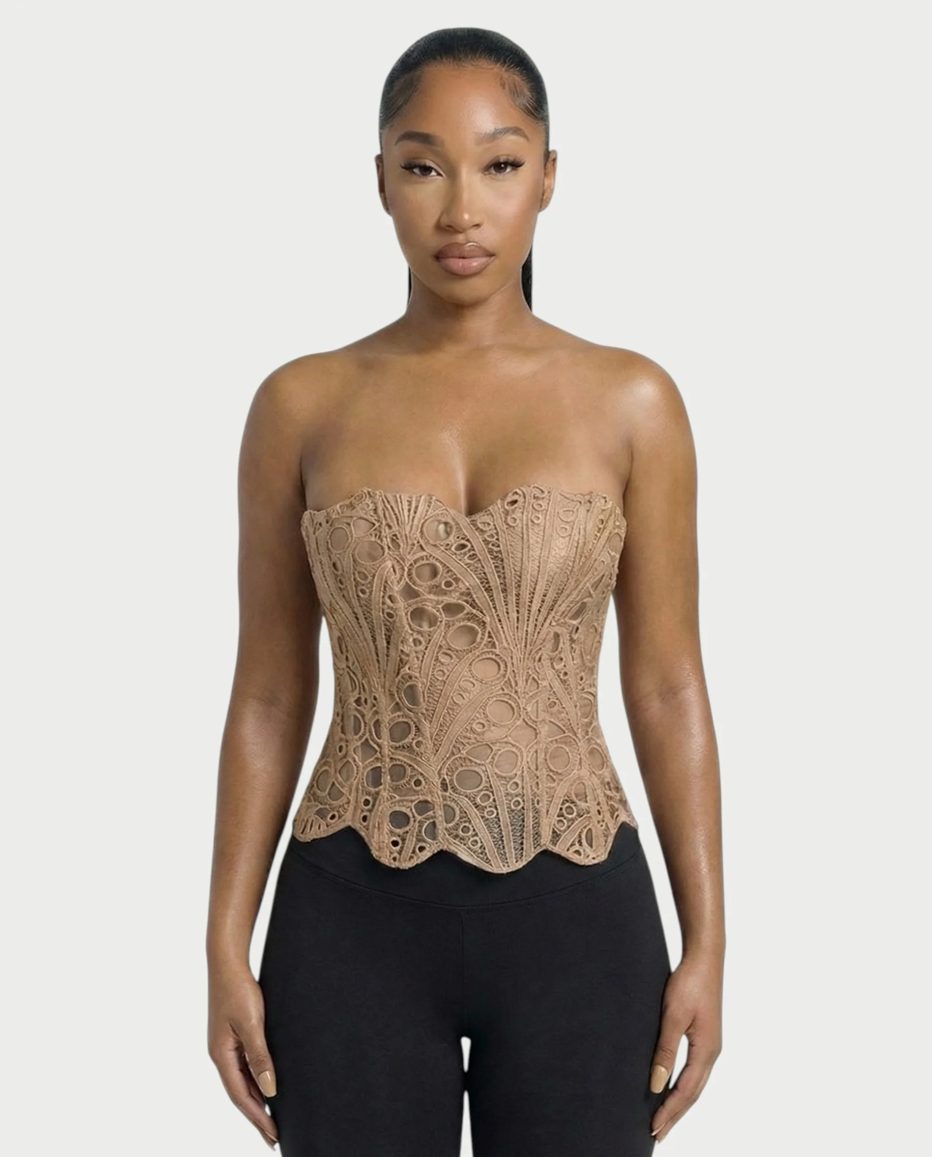 EBONY Guipure Lace Strapless Corset Top - Image 17