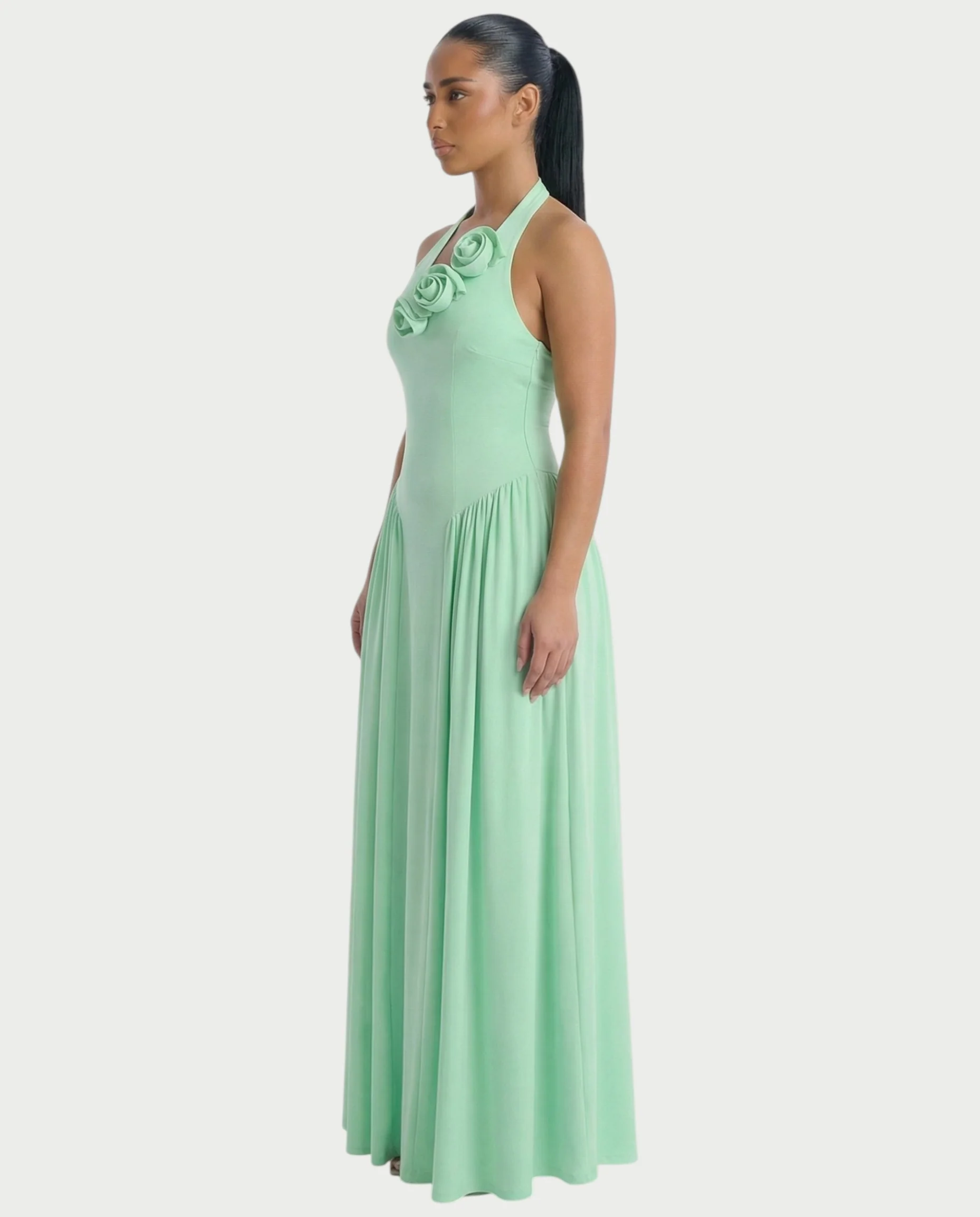 EVIRA Floral Appliqué Drop-Waist Maxi Dress - Image 3