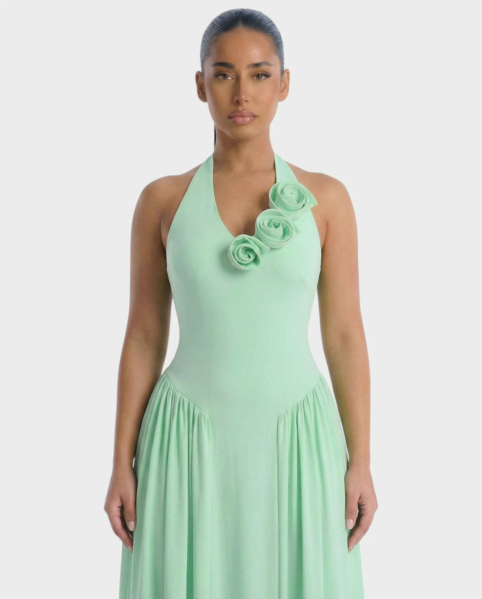 EVIRA Floral Appliqué Drop-Waist Maxi Dress - Image 4