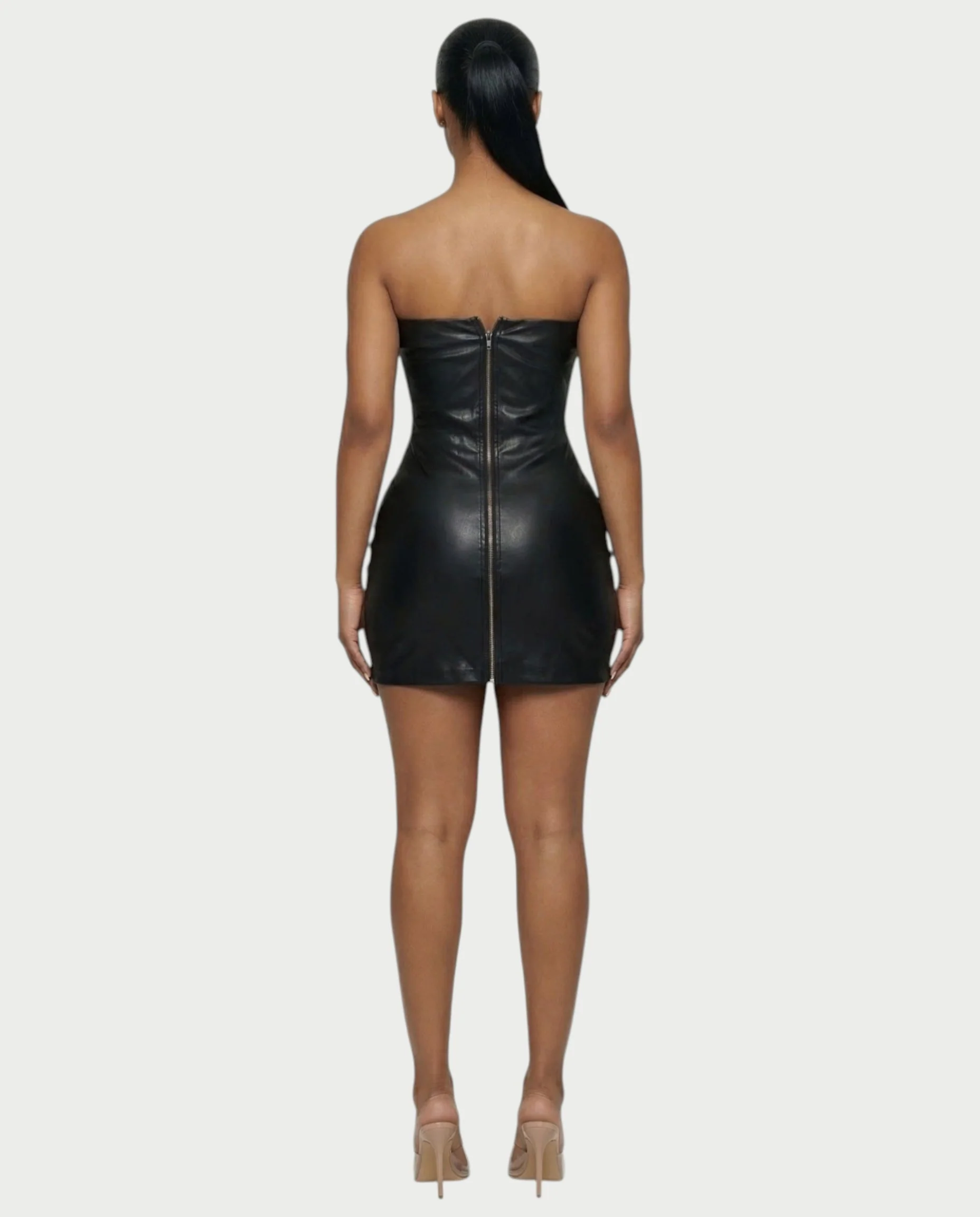 HALIYA Zebra Faux-Fur Bodycon Mini Dress - Image 2