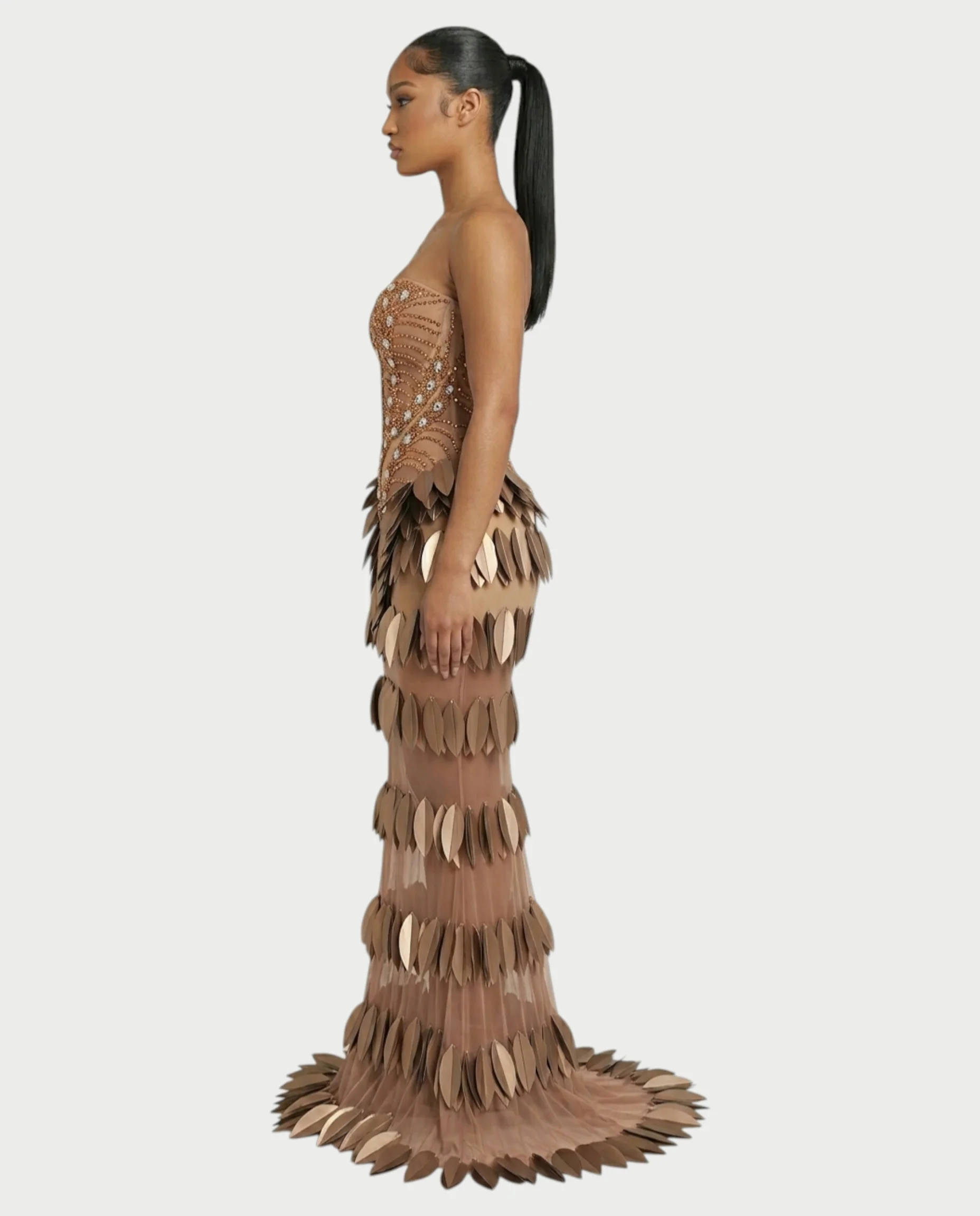 HELIA Golden Leaf Diamond Maxi Dress - Image 3