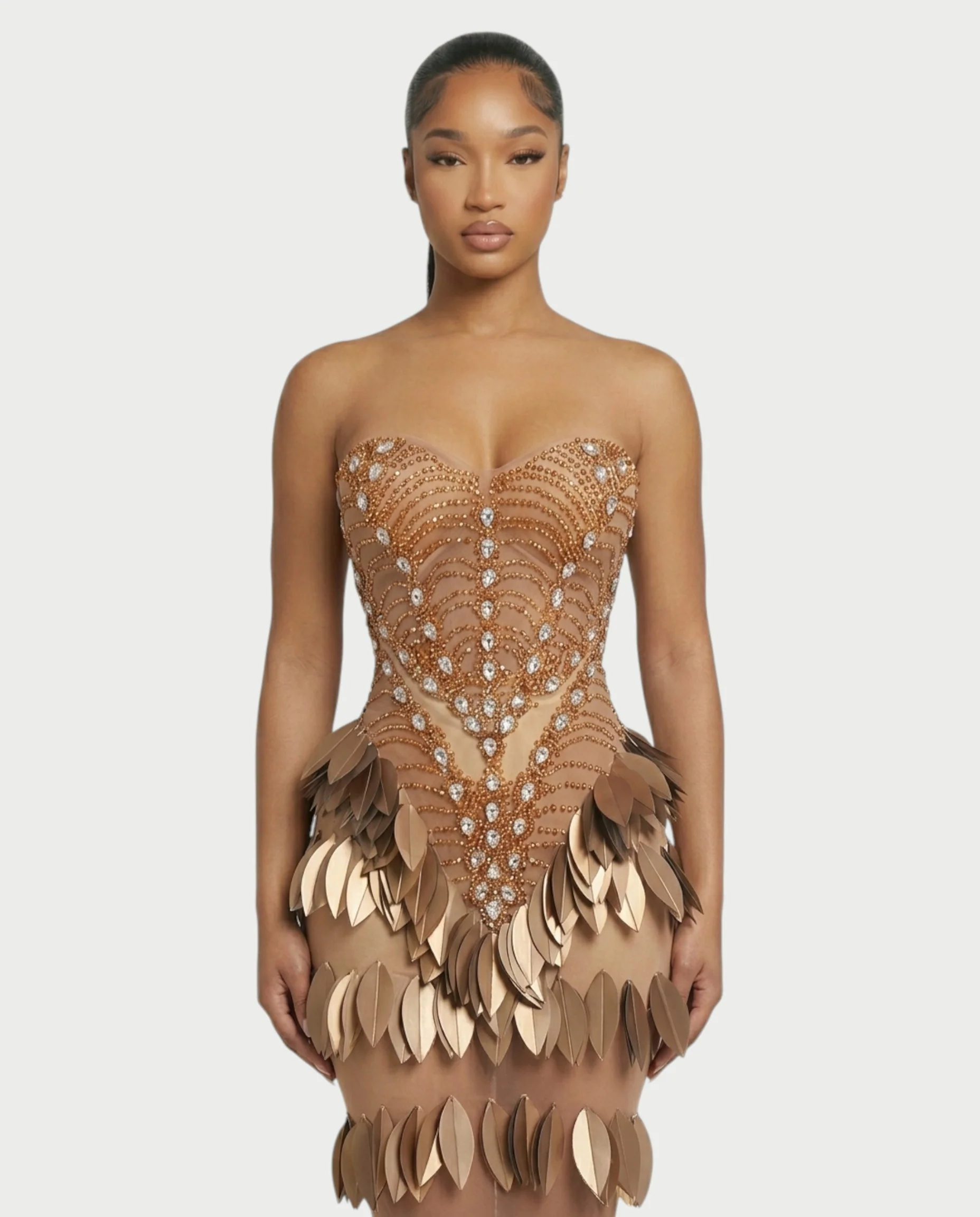 HELIA Golden Leaf Diamond Maxi Dress - Image 4