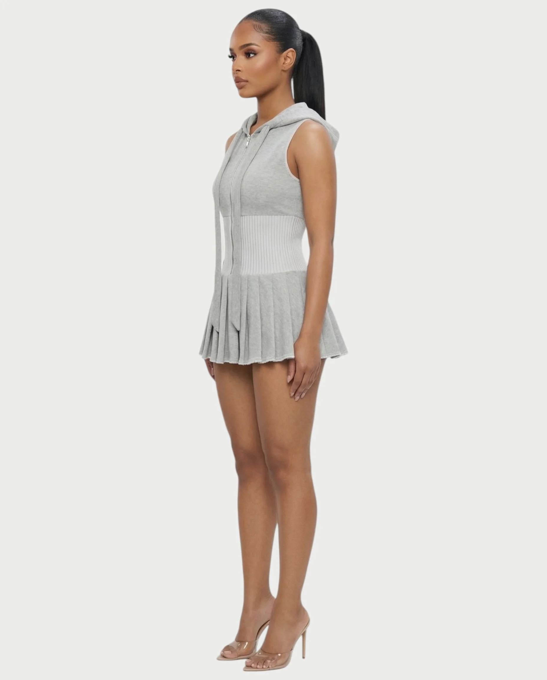 KARYS Zip-Front Hooded Mini Dress - Image 3