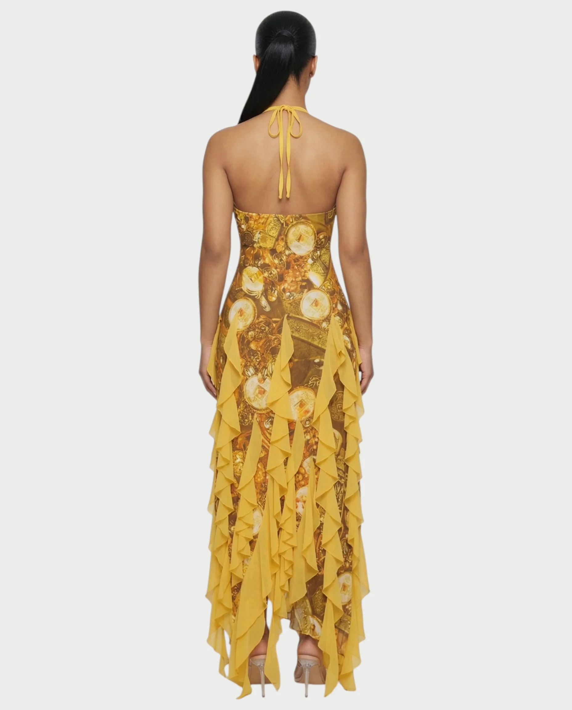 KIMMY Baroque Chain Print Ruffle Maxi Dress - Image 2