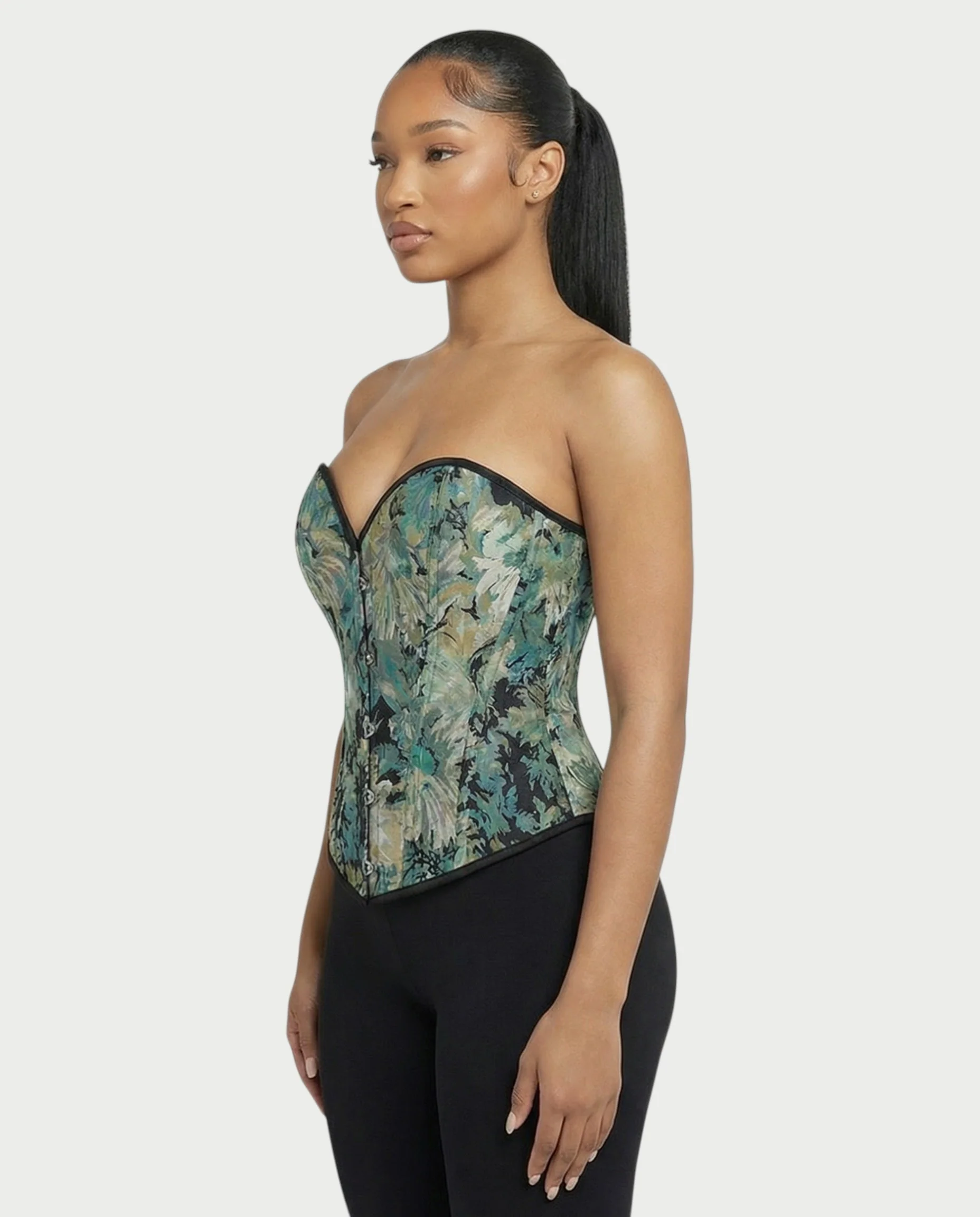 MALVA Emerald Floral Tapestry Corset Top - Image 4