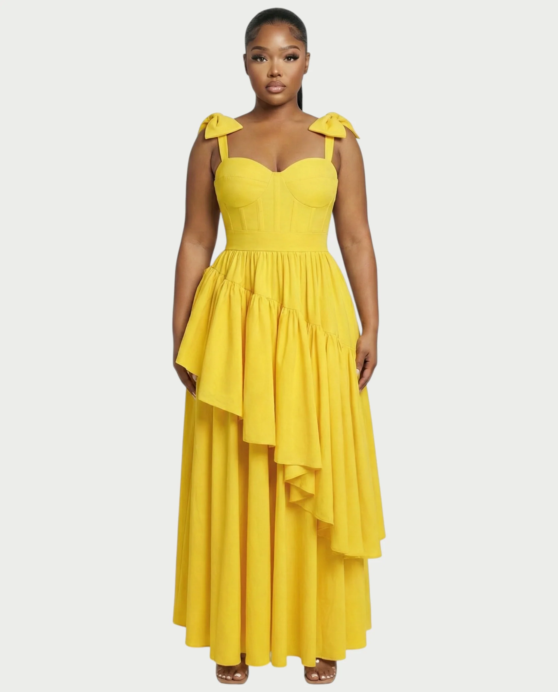 NARIMA Bow Ruffle Maxi Dress