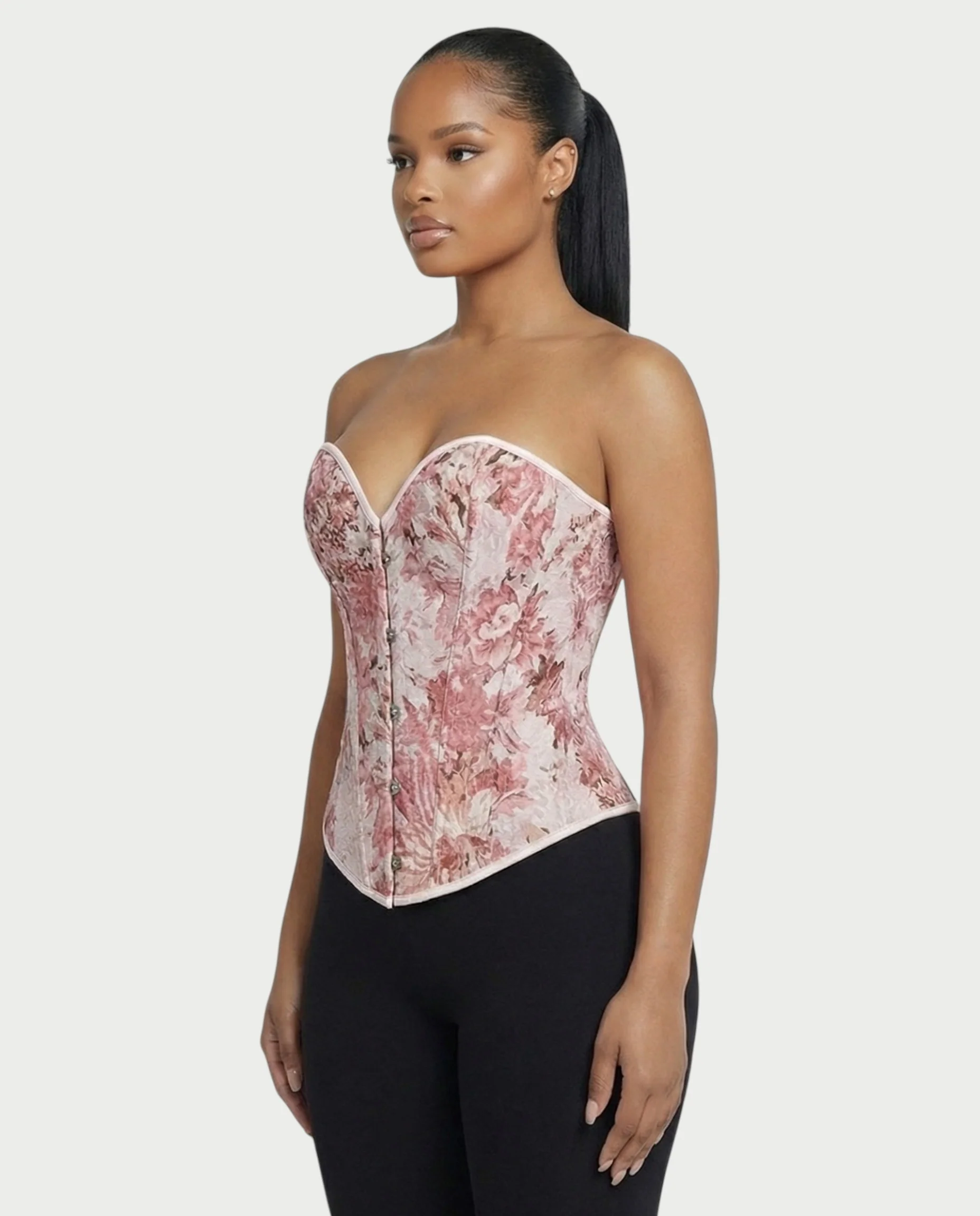NIRELLA Pink Ivory Floral Tapestry Corset Top - Image 3