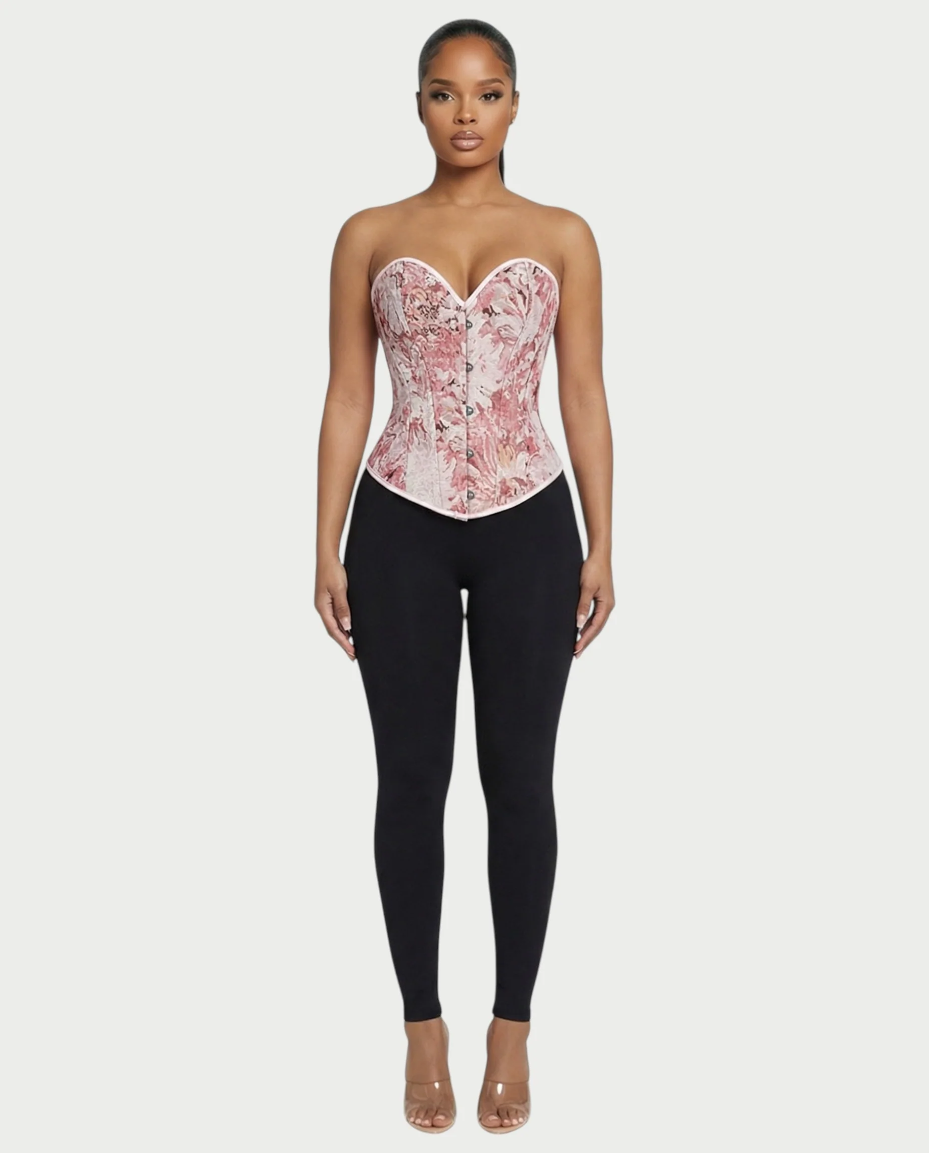 NIRELLA Pink Ivory Floral Tapestry Corset Top - Image 4
