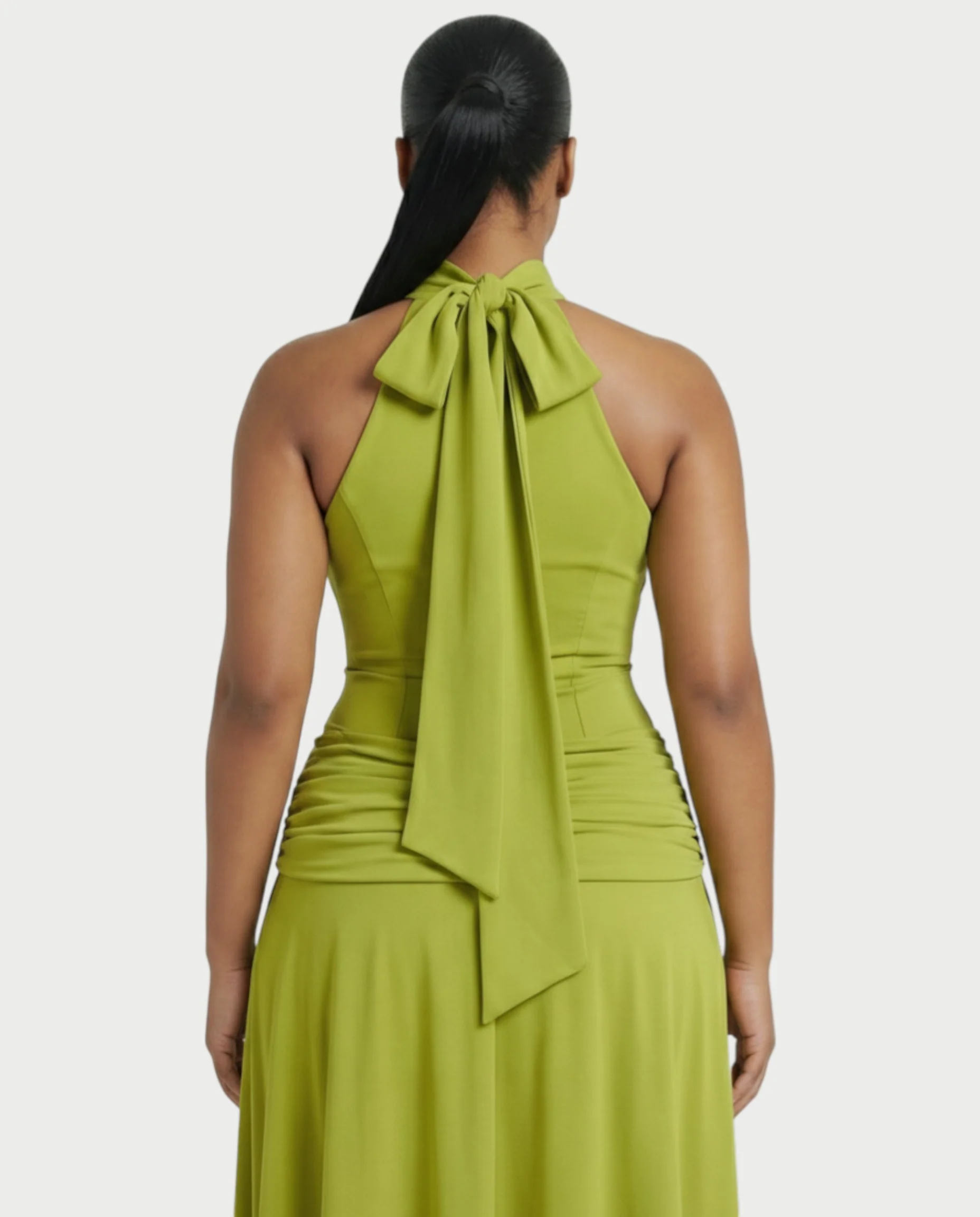 NOREYA High-Neck Ruched Waist Maxi Dress - Image 5