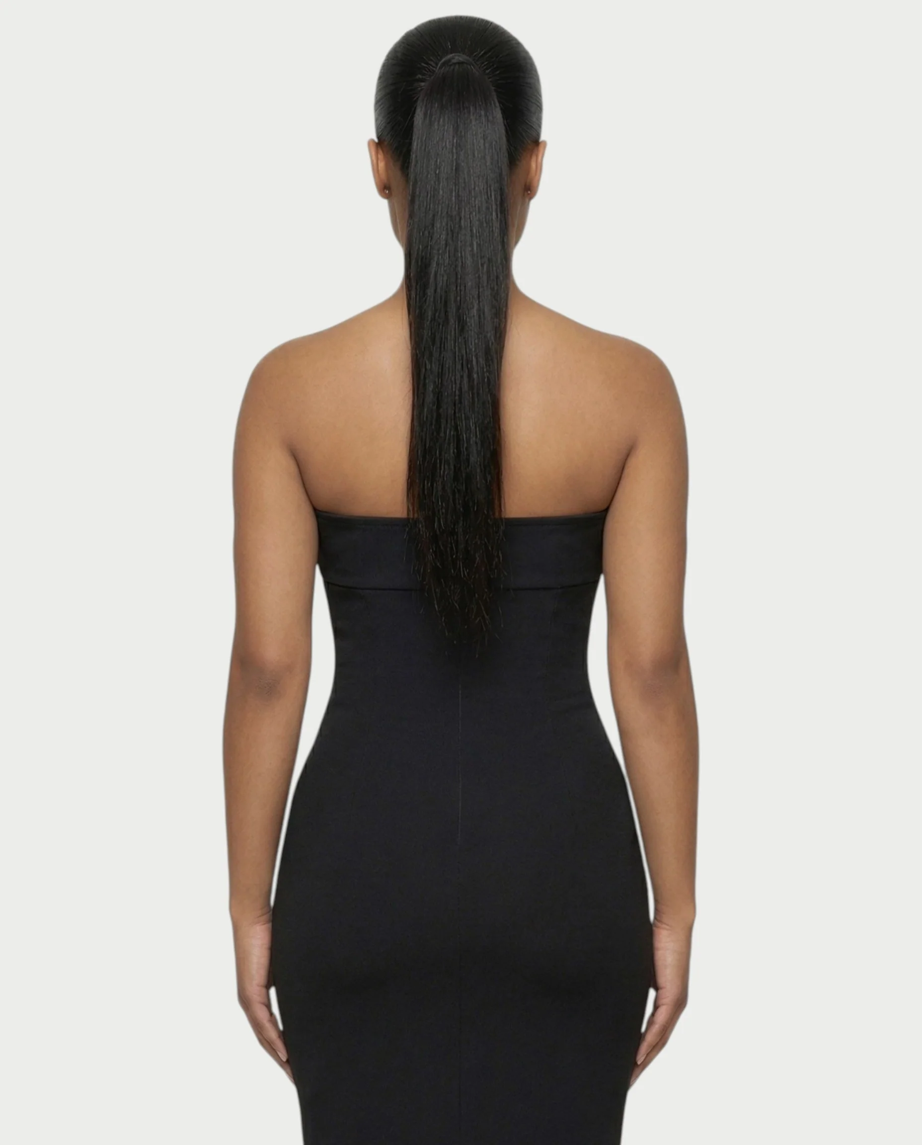 SOYANA Corset Strapless Feather Midi Dress - Image 5