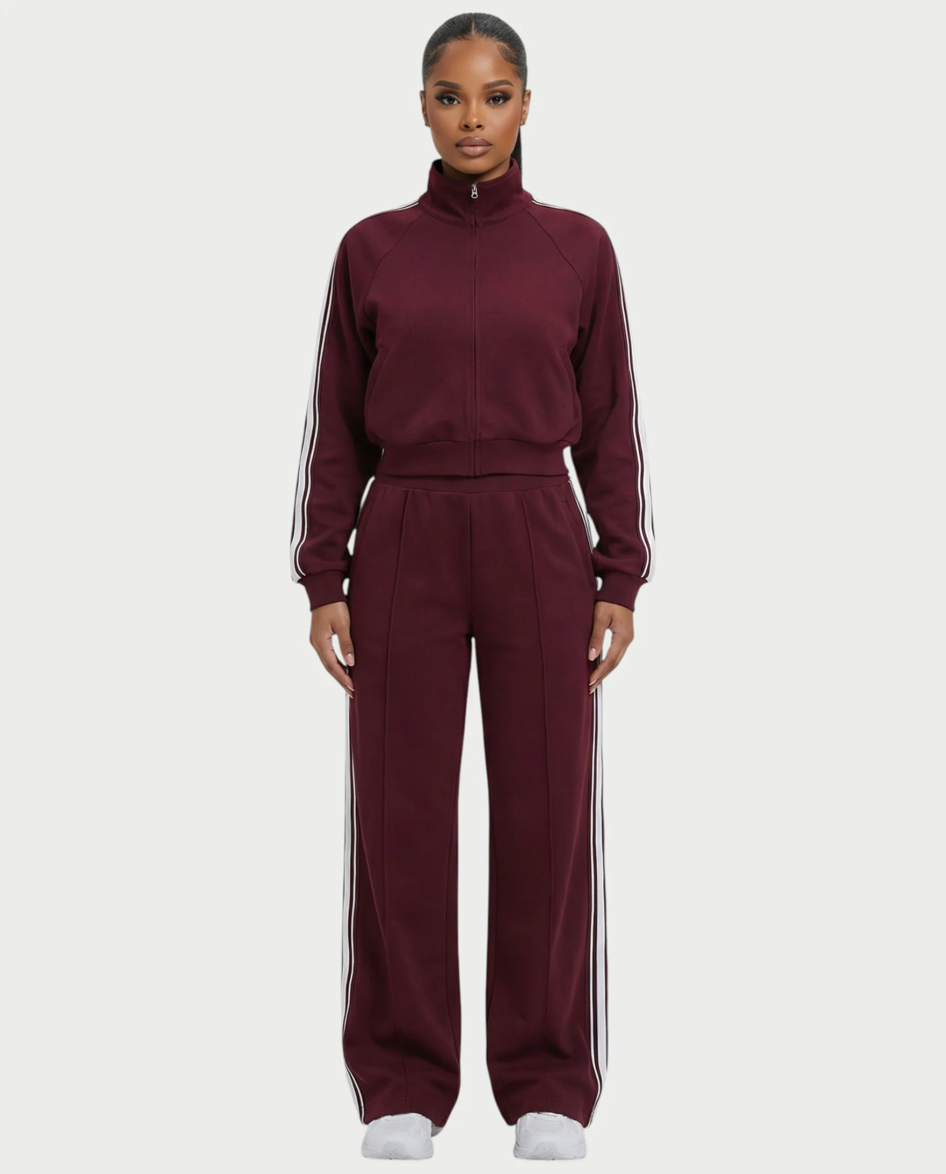 TRISHA Zip-Up Jacket & Wide-Leg Pants Set