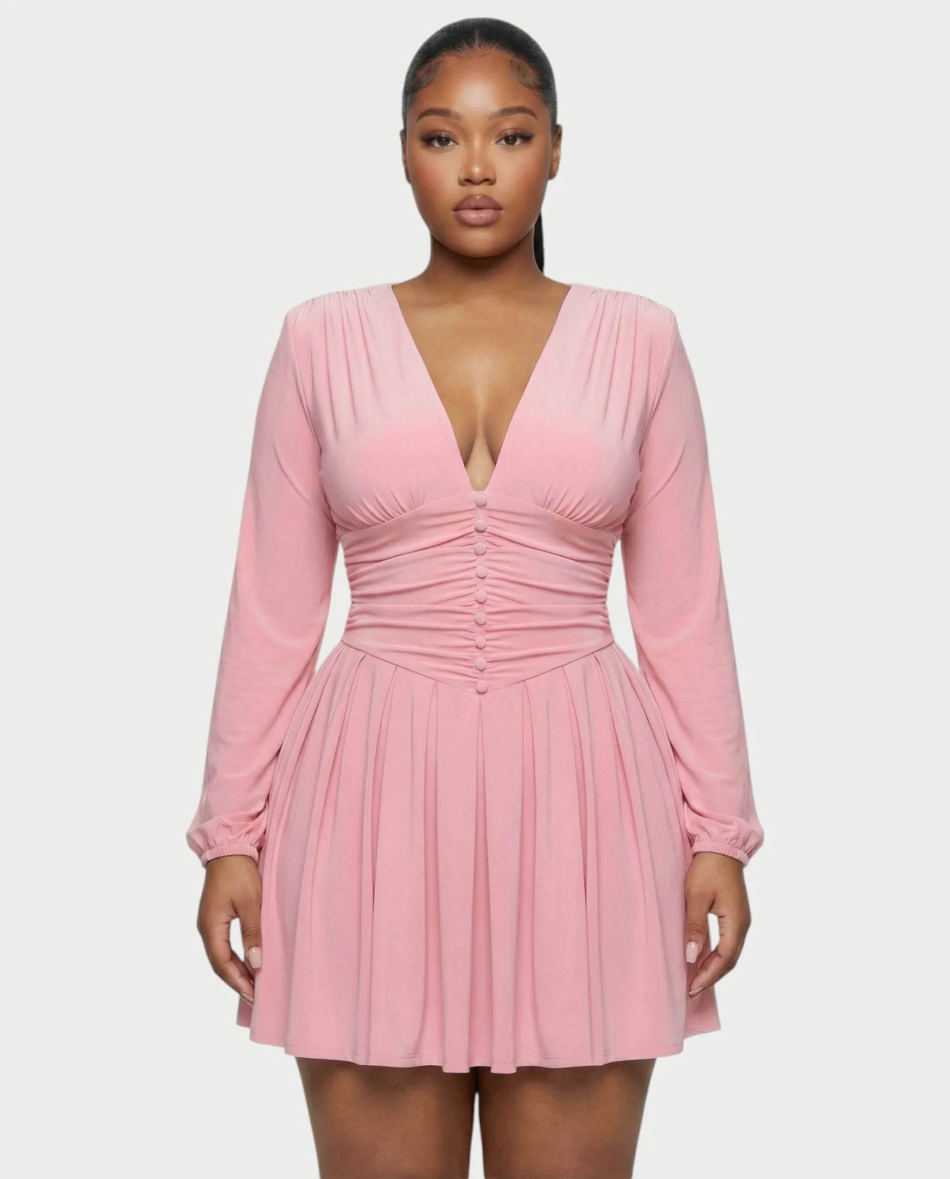 VINNA Waist-cinching Pleated Mini Dress - Image 29