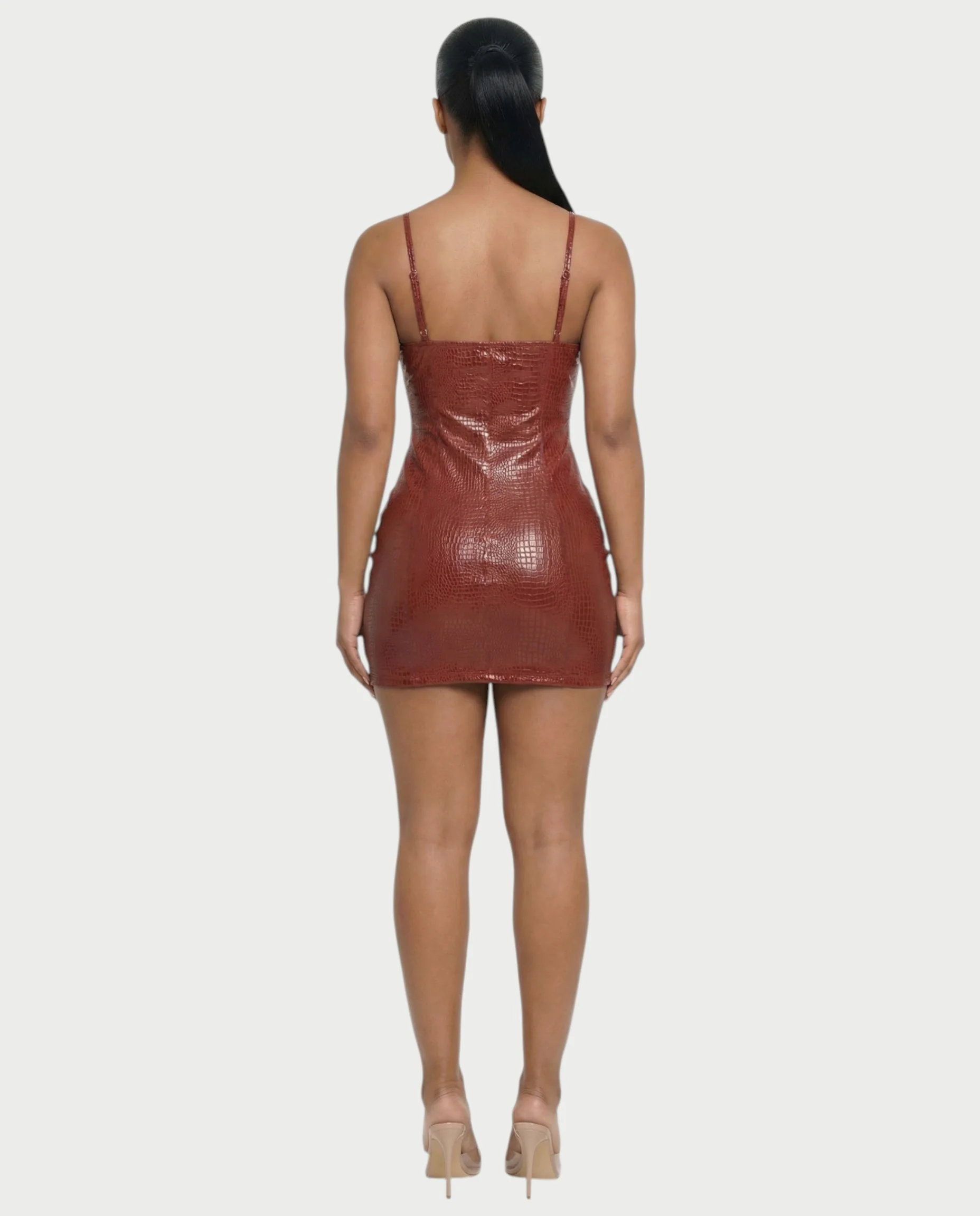 ZIREL Croc-Embossed Bodycon Mini Dress - Image 2